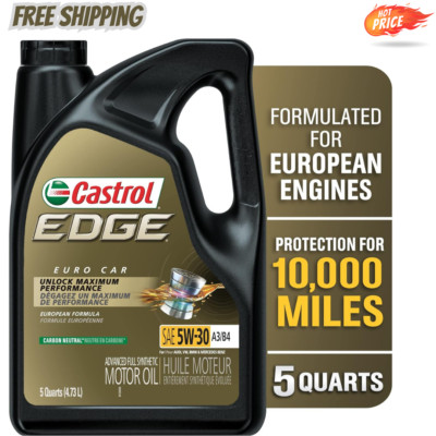 Castrol Edge 5W-30 A3/B4 Advanced Full Synthetic Motor Oil, 5 Quart 03037