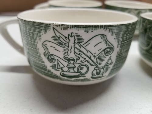 OLD Curiosity Shop Coffee Tea Cup Dishes Candle Scroll Theme HINGES Design 4Cups - Picture 2 of 5