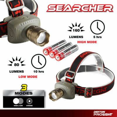 Dekton Searcher COB LED Stirnlampe Stirnlampe 160 Lumen 200 m & Lampe funktioniert 