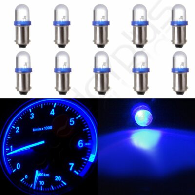 10X BA9S Xenon Blue LED Lamp Instrument Cluster Panel Dash Light Bulbs For Ford