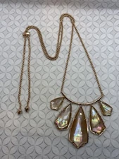 Kendra Scott Rhyan Rose Gold tone Brown Mother of Pearl Statement Necklace