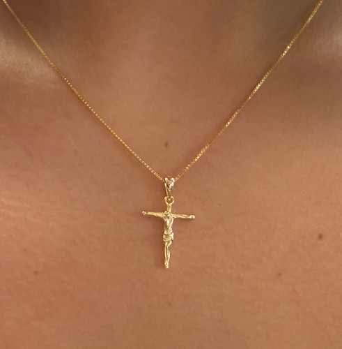 collana ciondolo croce tutto vero argento 925 bagno oro giallo bianco crocefisso - Foto 10 di 31
