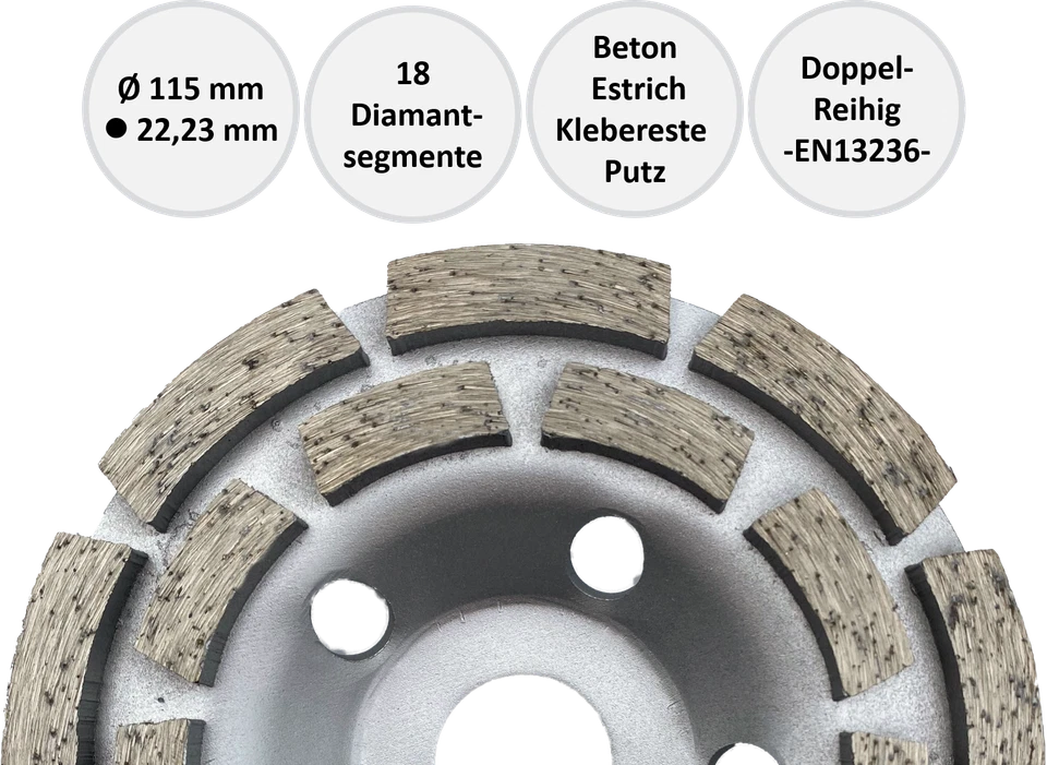 Diamantschleiftopf Schleifteller 115mm,125mm,180mm Betonschleifer Premiumartikel - Bild 4 von 4