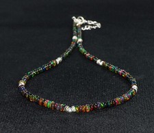 Ethiopian Opal - Black Opal Necklace - Opal Gemstone - Opal Rondelle Necklace