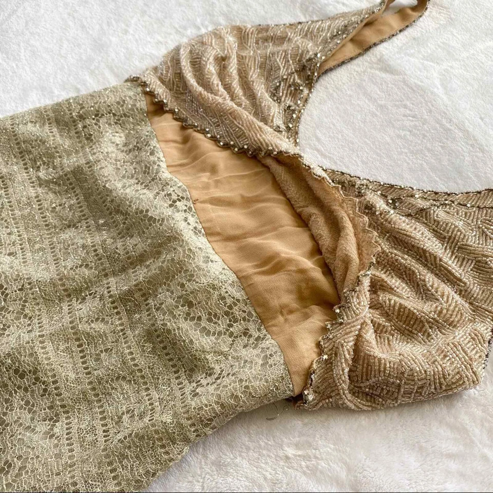 Vintage 1990’s Badgley Mischka Beaded Lace Maxi Formal Gown - Image 4 of 4