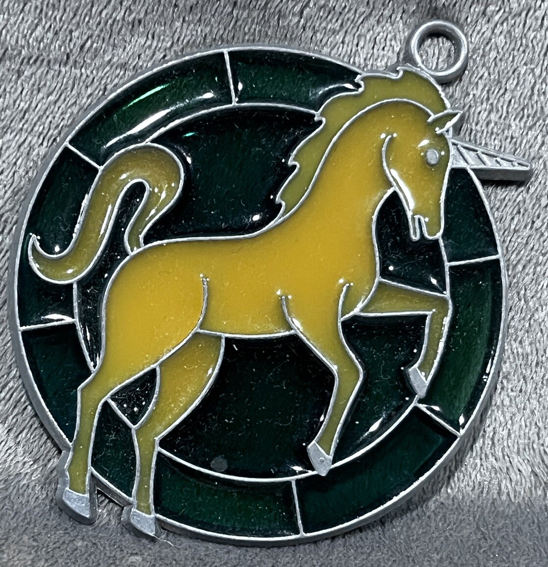 Vintage Collectible NEW Unicorn Stained Glass Suncatcher Green