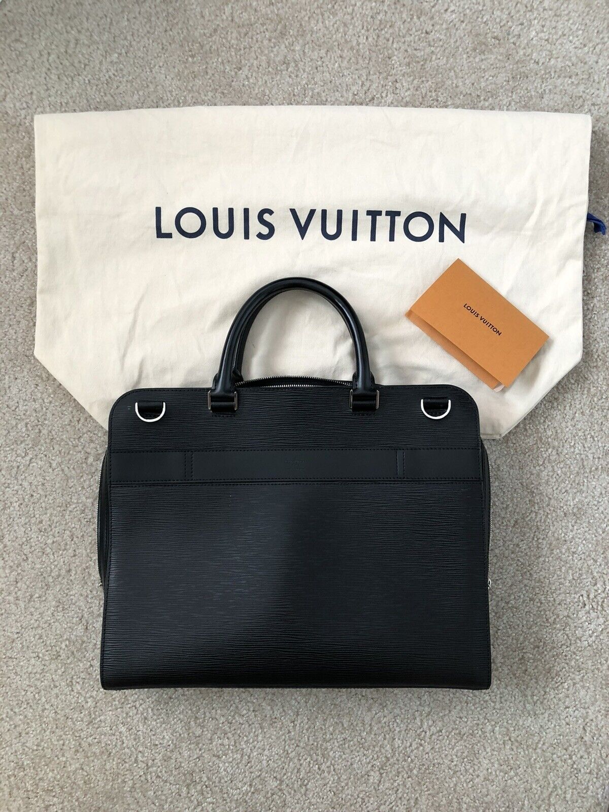 Louis Vuitton, Bags, Louis Vuitton Authentic Bassano Gm Black Epi Leather  Briefcase Porte Documents