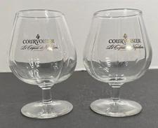 2 Courvoisier Le Cognac De Napoleon Snifter Cordial Glasses Gold Logo