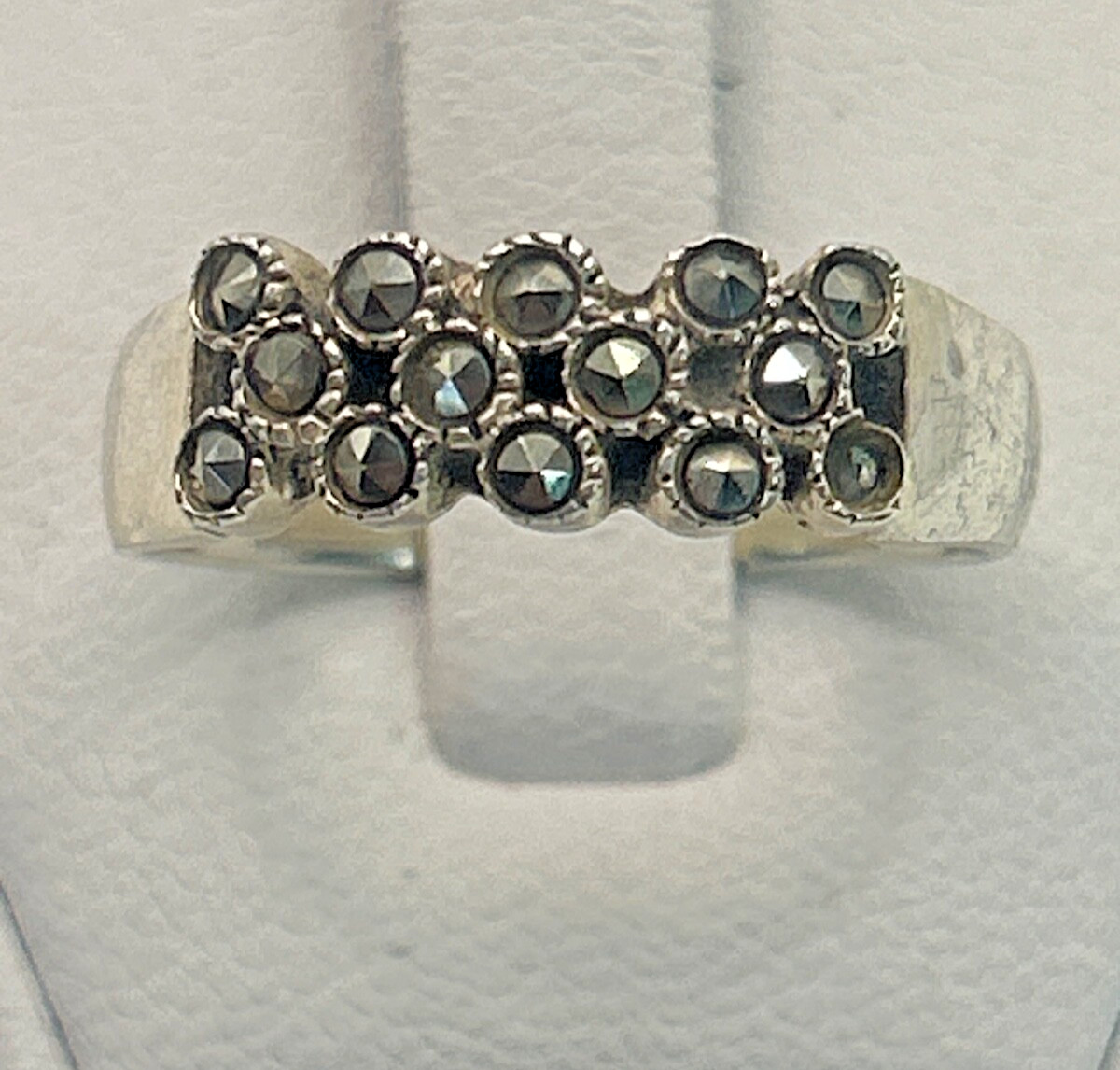 STUNNING .925 Vintage Sterling Silver Estate Ring Size 7.5 with Marcasite Stone
