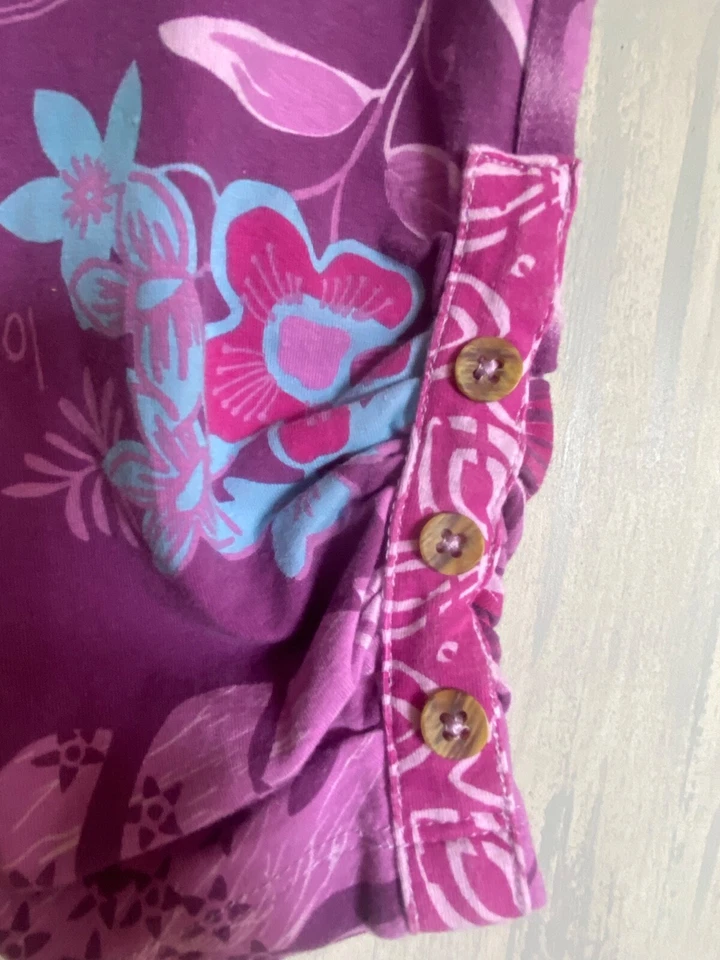 NAARTJIE KIDS 儿童女孩粉色紫色花卉裤子裁剪皱褶纽扣 10 XXXXL — 第 2/4 张图片