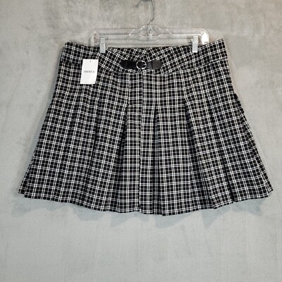 Pleated Skirt Black And White Checkered Skirt Xxl Forever 21