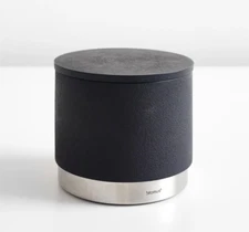 Blomus Ara Modern Round Black Lidded Nonslip Bathroom Storage Container Canister