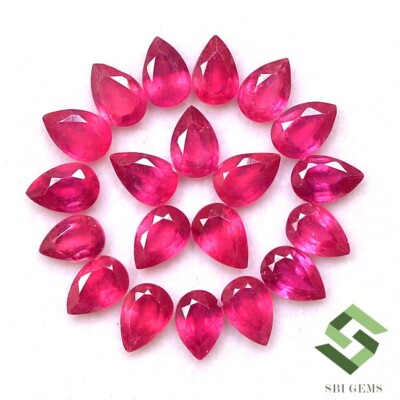 6x4 mm Natural Ruby Pear Cut Lot 20 Pcs 12.03 CTS Calibrated Loose Gemstones GF