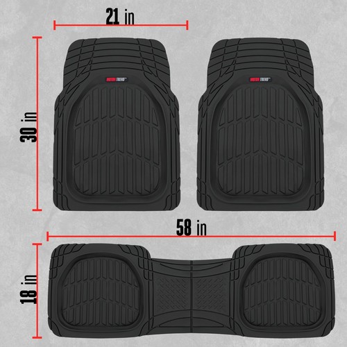 FlexTough Tortoise Shell Beige Rubber Floor Mats For Cars - Heavy Duty, Deep Channels, All-Weather Protection
