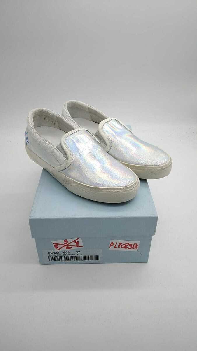 PHILIPPE MODEL Women's Moccasin Shoe Silver Leather Size 37 PHILIPPE MODEL Women's Moccasin Shoe Silver Leather Size 37