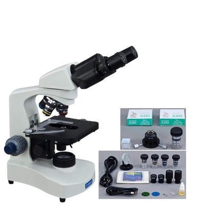 40X-2000X Live Blood Analysis Compound Oil Darkfield Microscope+Slides Covers