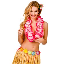 Hula Girl Hawaiian Hot Pink Two Tone Lei Womens Fancy Dress Accessory 11.5 cms