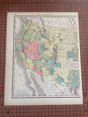 Antique Map Increase Decrease Population United States 1880 to 1890 Rand McNally