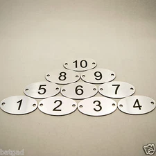 Set of 25 Laser Engraved Number Ovals - Size: 30mm x 55mm