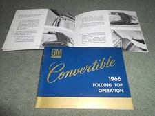 1966 GENERAL MOTORS CONVERTIBLE MANUAL / ORIGINAL GM FOLDING TOP OPERATION BOOK