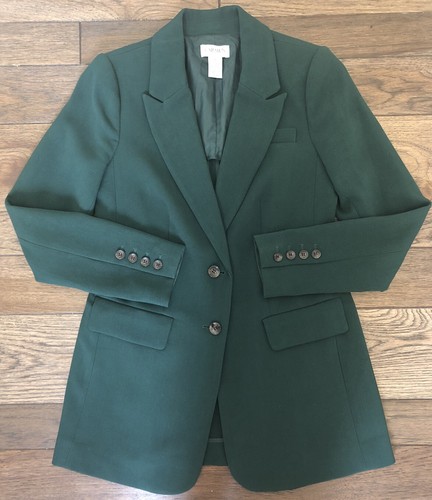 Carmen Marc Valvo Women’s Long Hunter Green Blazer Size 6 - Picture 7 of 12