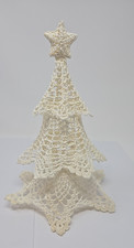Crocheted Doily Christmas Tree Starched 10.5" Hand Made with Ivory Doilies