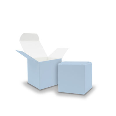 50x itenga Würfelbox 5x5cm eisblau Gastgeschenk Schachtel Adventskalender