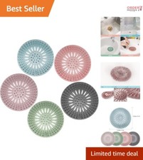 5 Pack of Easy Clean Hair Catchers for Tub and Sink - Flexible TPR Design