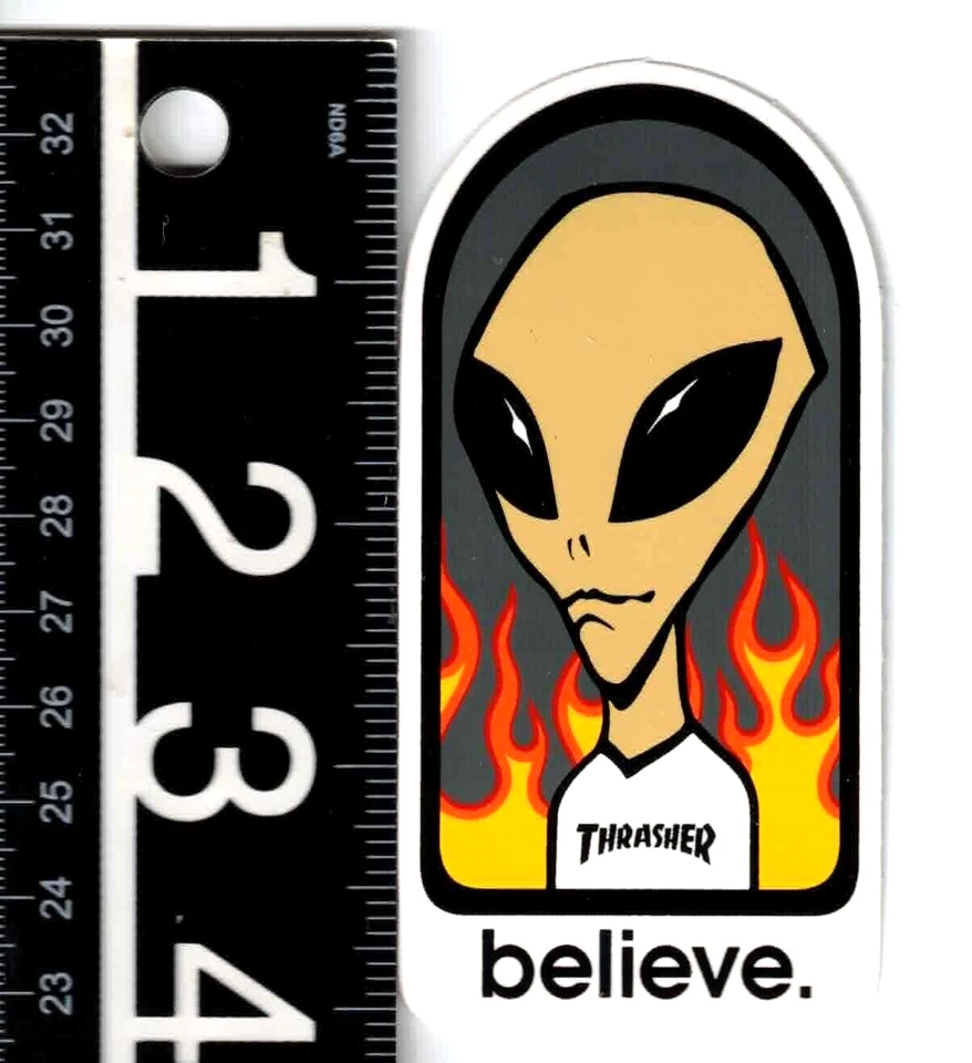 Alien Workshop x Thrasher Sticker 4 in x 2 in Multicolor Skateboard Decal