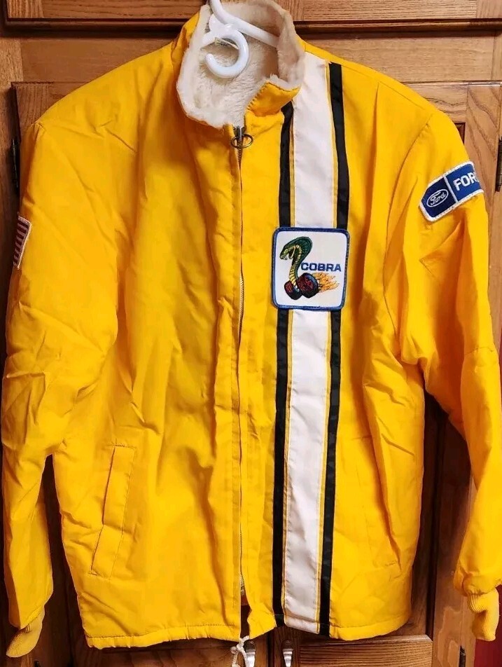 Ford Cobra Sherpa Lined Jacket Men's S Small Full Zip Yellow