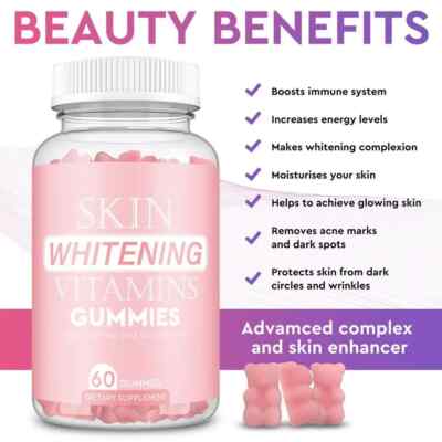 2X BIYODE Glutathione Gummies Vegan Skin Glow Biotin L-Glutathione VitC 60' 