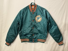 VTG Miami Dolphins Chalk Line Jacket - Size Small Patch w Spellout Teal/orange