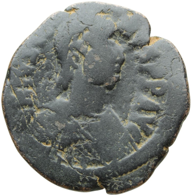 050. Byzantine Bronze Coin. JUSTIN I, AE-Follis. Constantinople. aVF