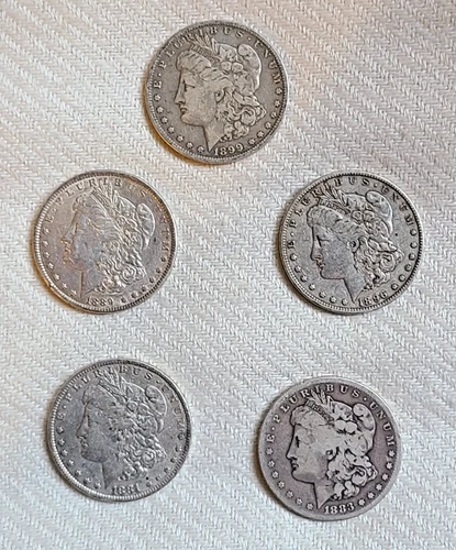 1878-1904 Morgan Silver Dollar Lot 5 Coins XF+ Pre-1921 - These exact coins (B)