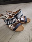 Coach Women’s Blue Woven Leather Slingback Open Toe Buckle Heels 8B — photo 2