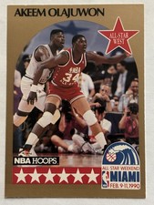 1990-91 NBA Hoops #23 Hakeem Olajuwon Houston Rockets Patrick Ewing Background