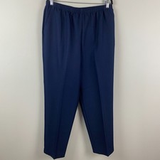 Alfred Dunner Pull On Pants Size 18 Navy Blue Straight Leg Classic