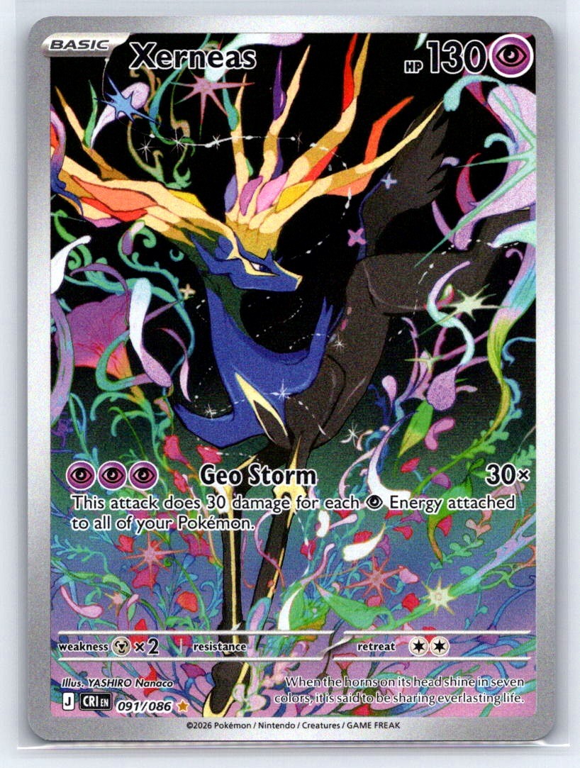Xerneas 091/086 Holo Illustration Rare Chaos Rising Pokemon Near Mint