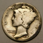 1917 S Mercury Dime 90% Silver AG-G  "Actual Coin Pictured - Not Cleaned"