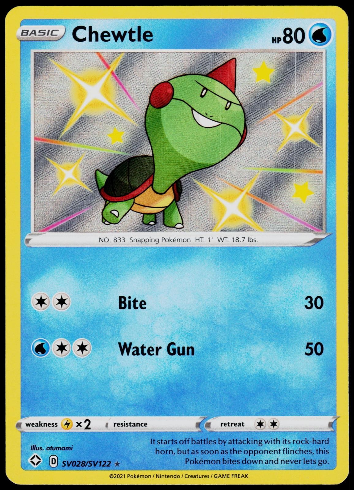 Chewtle SV028/SV122 Shining Fates Shiny Vault - Holo Pokemon NM/M (Shiny Rare)