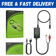 192kHz DAC Converter SPDIF Toslink to RCA Female Audio Adapter w/ Optical Cable