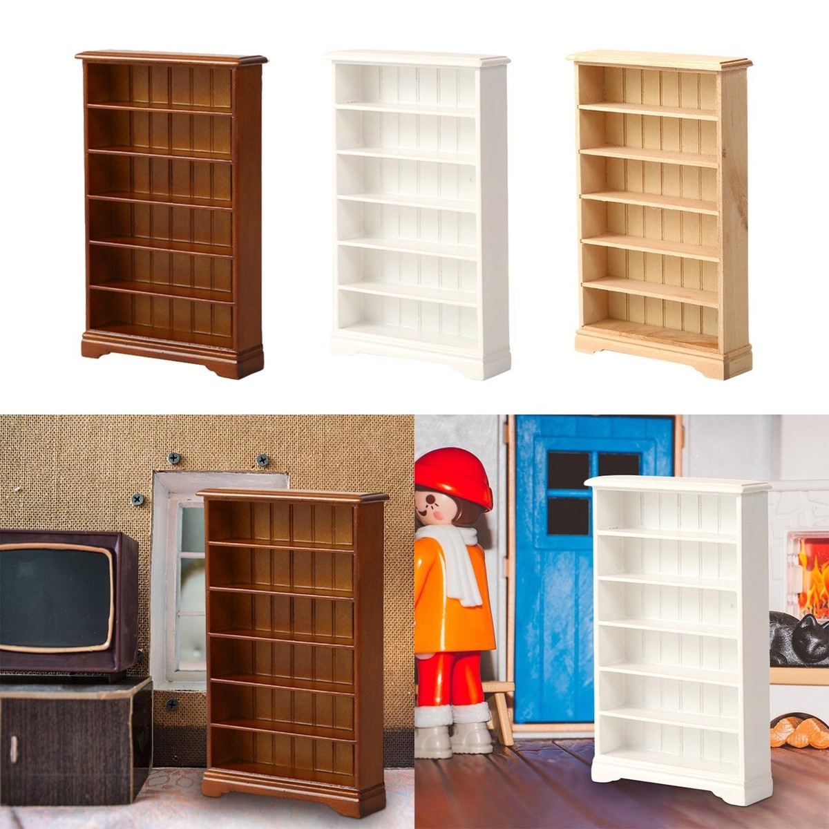 1:12 Dollhouse Miniature Display Cabinet Triple Cabinet Bookshelf Mini Furniture Model Doll House Living Room Decor Accessories