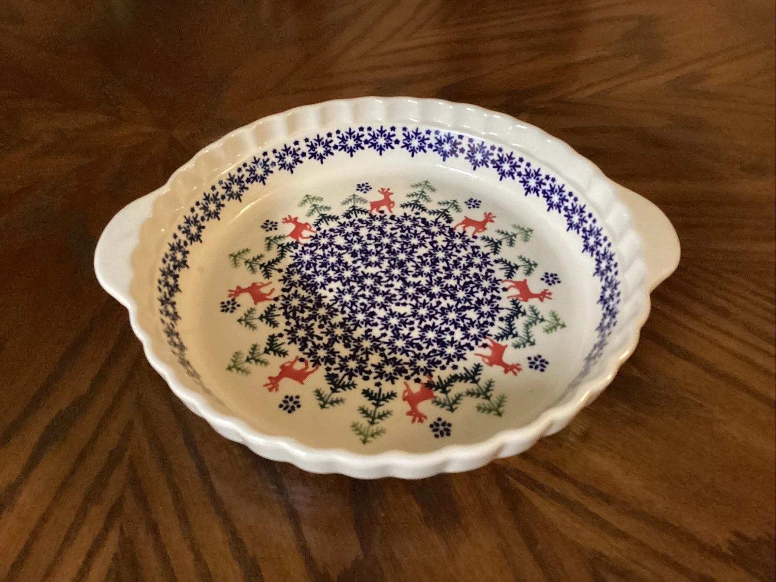 Polish Pottery Christmas Reindeer Scalloped Pie Plate Baking Dish 10”Boleslawiec
Opens in a new wind