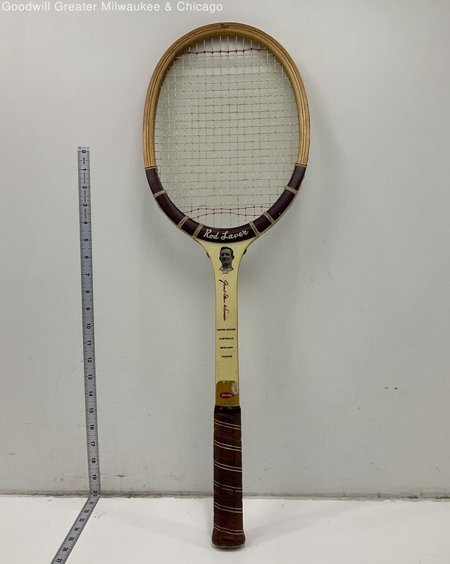 Dunlop Brown Wood Rod Laver Grand Slam Tennis Racket Vintage 23 Inch