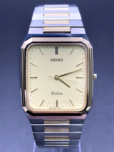[Near Mint] Seiko Dolce 5E31-5B0A Mens Vintage Watch Gold Dial Quartz Japan