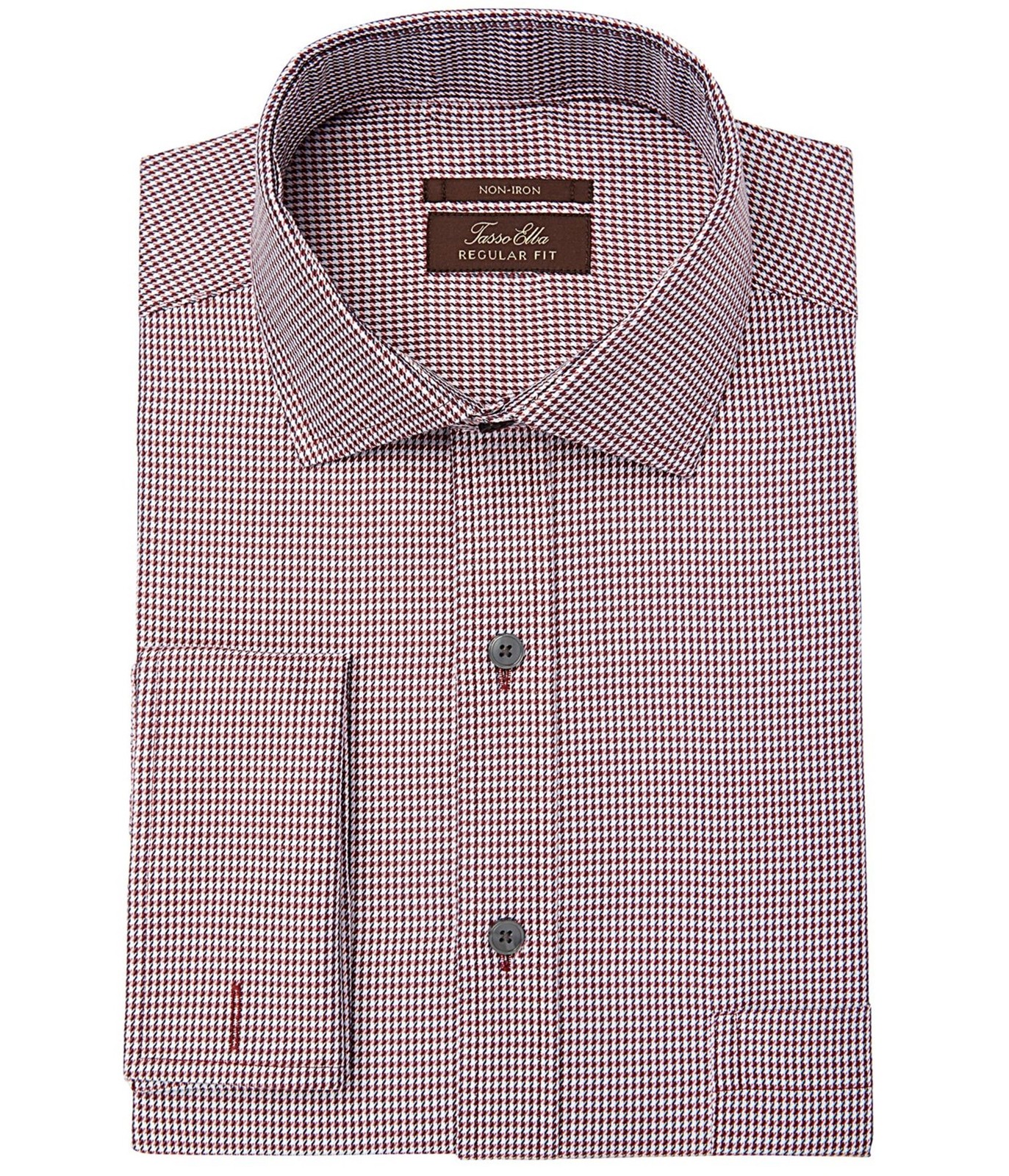 Платье-рубашка Tasso Elba в клетку Хаундсут Красное с вырезом горловины 15,5 Рукав 32-33