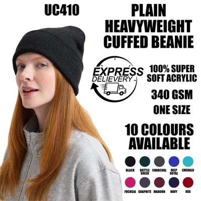 Einfache schwere Bündchen Beanie Mütze 340 GSM 100% super weich Acryl Wintermütze