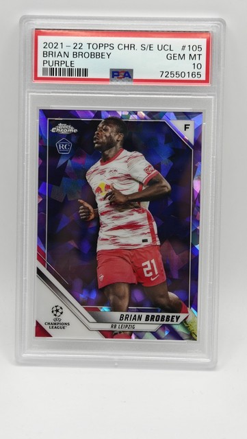 2021-22 Topps UCL Sapphire Brian Brobbey Purple 1/25 Rookie Card Netherlands PSA