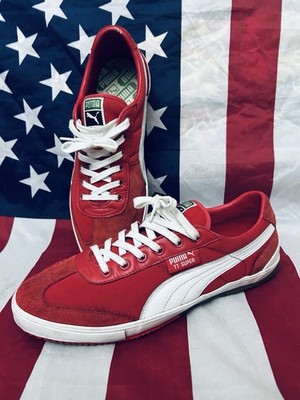 PUMA TT Super - Men s 11.5 - White & Red Leather Suede Classic Sneakers