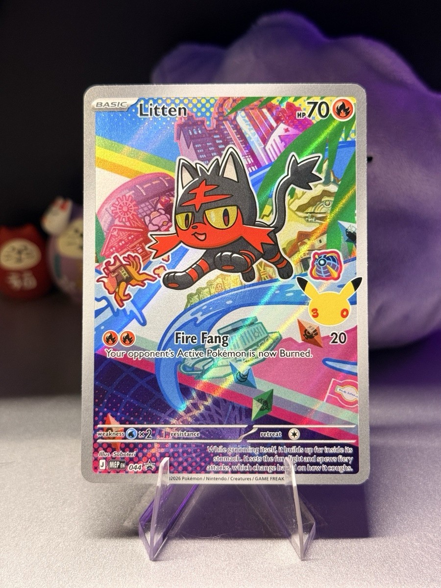 Litten MEP 044 Promo First Partner Illustration Rare Pokemon Card | eBay